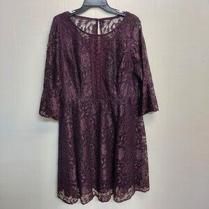 JULIAN TAYLOR PURPLE LACE FLARE DRESS - SIZE 16W